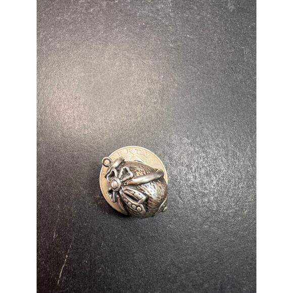 Vintage Sterling Silver MCM Hinged Egg Locket Charm Pendant Jewelry - Picture 14 of 16